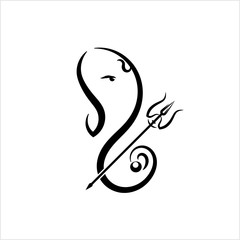 Ganesha The Lord Of Wisdom Calligraphic Style