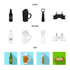 Vector illustration of pub and bar symbol. Set of pub and interior vector icon for stock.