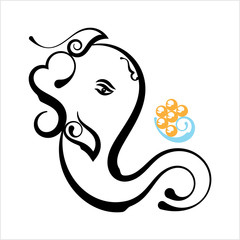Ganesha The Lord Of Wisdom Calligraphic Style
