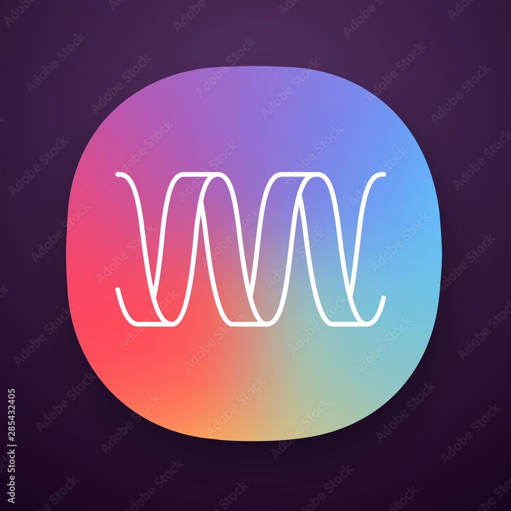 Poster sound wave app icon. wavy ribbon line. music, melody rhythm digital soundwave. soundtrack playing ab
