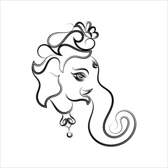 Ganesha The Lord Of Wisdom Calligraphic Style