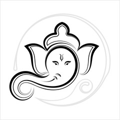 Ganesha The Lord Of Wisdom Calligraphic Style