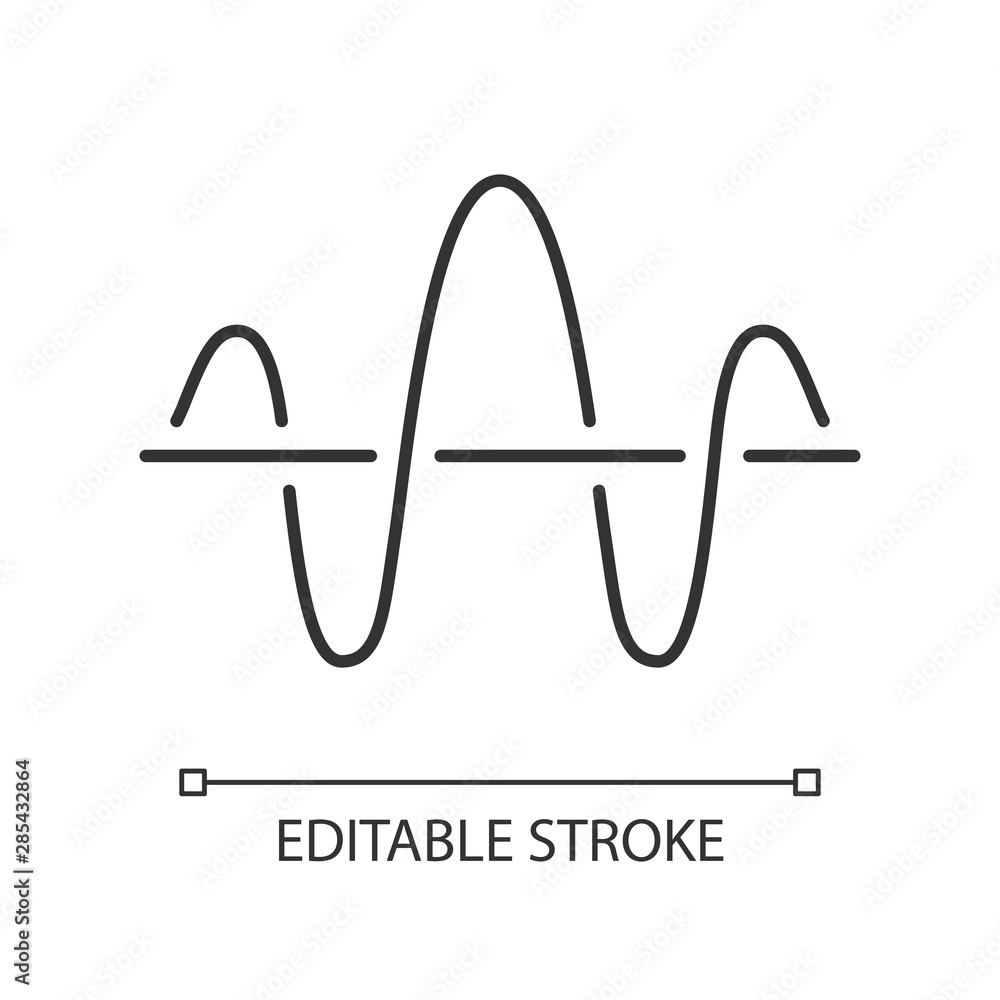 Poster soundwave linear icon. thin line illustration. function and axis. music rhythm frequency. digital so