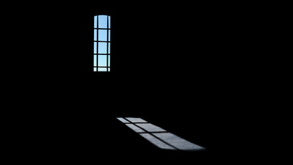 Old window and shadow pattern on the floor