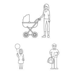 Vector design of happy and character icon. Set of happy and portrait vector icon for stock.