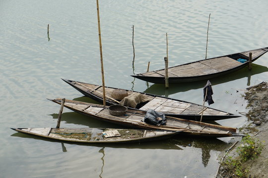 The Natural Beautiful Fishing Boat on the River of Bangladesh