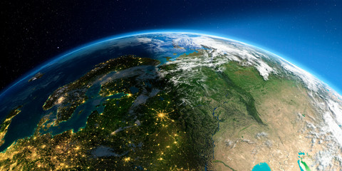 Obraz na płótnie Canvas Detailed Earth. European part of Russia