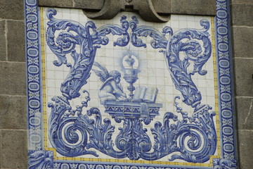 Mosaic of Portuguese tiles at the train station in Porto