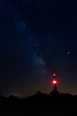 Antennas with lights on a starry background - Monte Limbara Sardegna