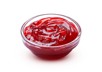 Red berry jam isolated on white background with clipping path - obrazy, fototapety, plakaty