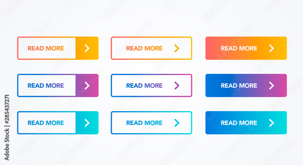 Poster vector modern flat button set in different colors. web element collection.