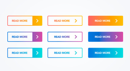 Vector modern flat button set in different colors. Web element collection.