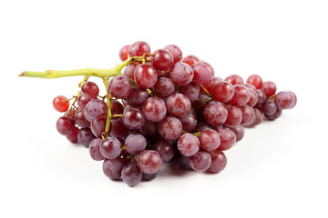 Ripe red grape on a white background