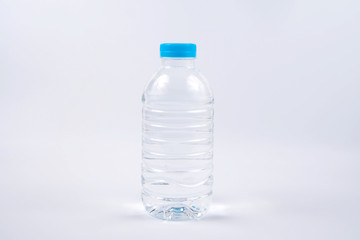 Small driking water bottle on white background