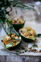 zucchini stuffed with bulgur and feta..selective focus