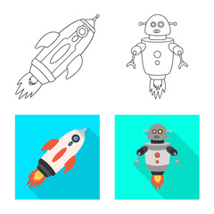 Vector illustration of astronomy and technology sign. Set of astronomy and sky vector icon for stock.