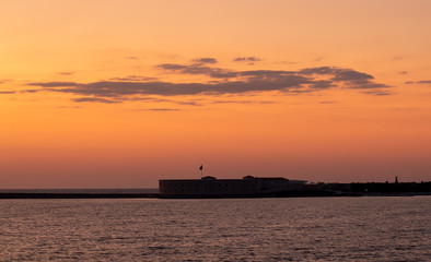 Constantine Ravelin Sevastopol, Crimea. 19th century defensive structure (fort). Sea Sunset
