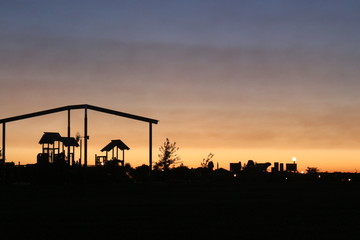 Suburban Neighborhood Playground Sunset