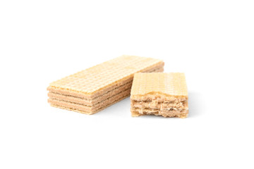 Vanilla wafer biscuit isolated on white background.