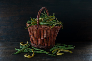 beans in a wicker basket