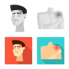 Vector design of hospital and rendering icon. Collection of hospital and help stock symbol for web.