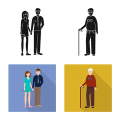 Fototapeta premium Vector illustration of character and avatar sign. Collection of character and portrait vector icon for stock.