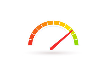 Auto speedometer or business speedometer icon template. Isolated vector illustration.