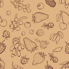 Vector Seamless Pattern of Different Berries