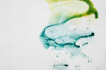 Abstract painted colorful watercolor background - blue and green stain