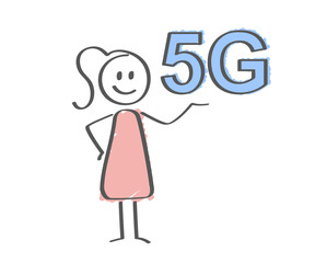 Frau mit Symbol - 5G