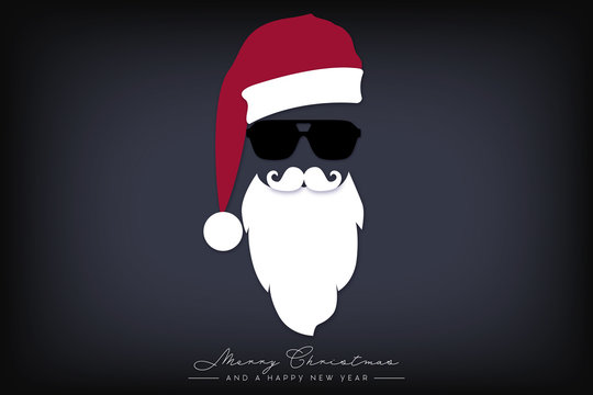 Karte Hipster Weihnachtsmann mit Sonnenbrille