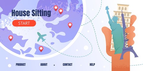 Naklejka premium House Sitting in Europe Flat Design Landing Page
