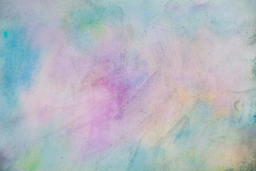 Abstract painted colorful watercolor background - violet, green, blue, yellow colors