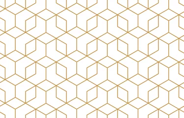 Tapeten Das geometrische Muster mit Linien. Nahtloser Vektorhintergrund. Weiße und goldene Textur. Grafisches modernes Muster. Einfaches Gittergrafikdesign © ELENA