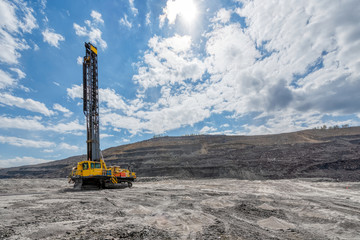 View of a large quarry for the extraction of limestone and coal.