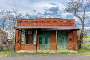 Old wooden abandoned house and saloon in the old town yosemite