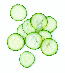 cut cucumbers isolated on white