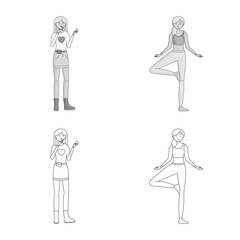 Vector design of posture and mood icon. Collection of posture and female stock symbol for web.