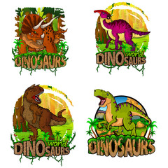 Set of dinosaur world logos. Vector illustration. © Максим Ковальчук