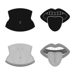 Vector design of body and part icon. Collection of body and anatomy stock symbol for web.