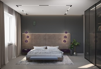 bedroom, interior visualization, 3D illustration