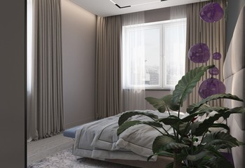 bedroom, interior visualization, 3D illustration