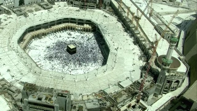 MECCA, SAUDI ARABIA,  August 2019 - Muslim pilgrims from all over the world gathered to perform Umrah or Hajj at the Haram Mosque in Mecca, Saudi Arabia, days of Hajj or Omrah.
