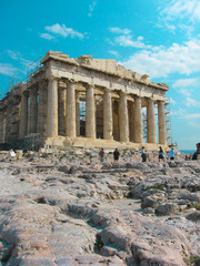ATHENS, GREECE - OCTOBER 14, 2008: Parthenon ancient  temple. UNESCO World Heritage Site.