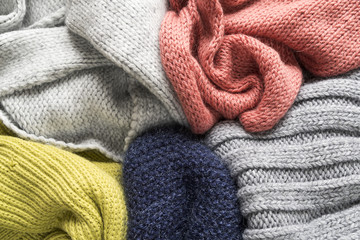 Colored warm knitted things