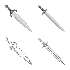 Isolated object of game and armor logo. Set of game and blade vector icon for stock.