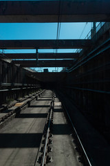 Empty rail track view with shadow on it.