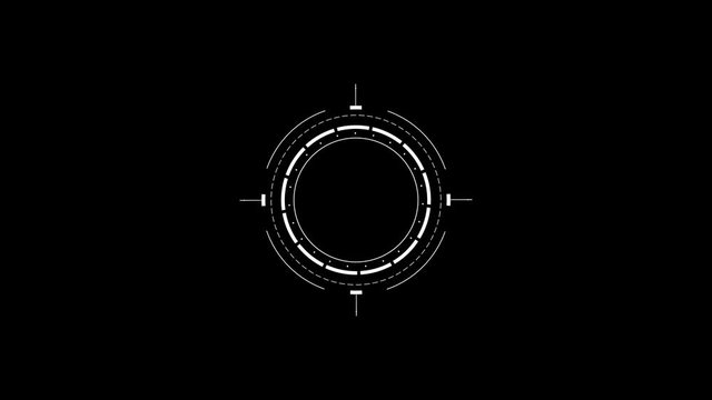 PNG Alpha.The appearance of Target circle HUD animation.Its good for your logo template.Use as 2D infographic with circle objects like camera lenses, tune buttons for technological futuristic look.