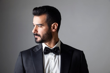 Portrait of handsome man in Tuxedo, Portrait of a young handsome businessman