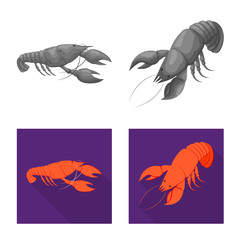 Vector design of appetizer and ocean symbol. Set of appetizer and delicacy stock symbol for web.